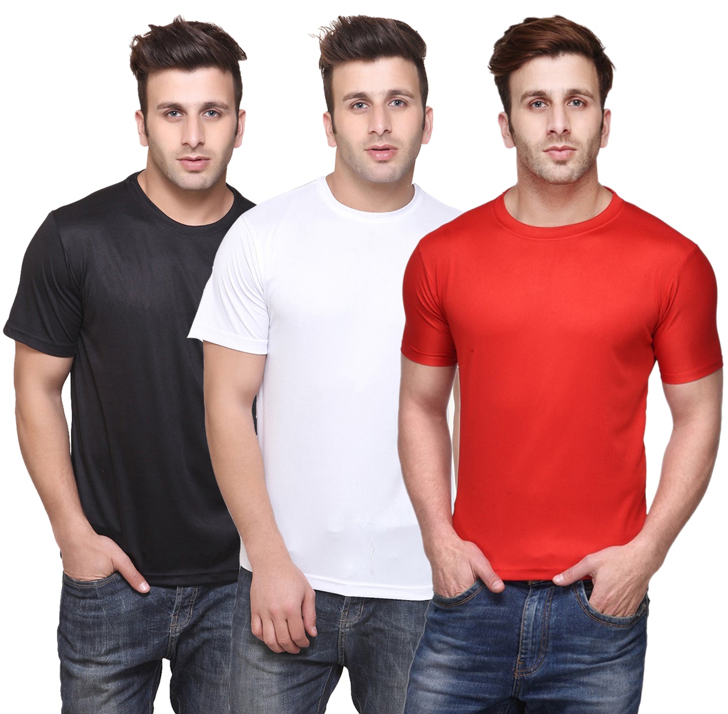 Ketex Round Neck Men's Polyester Blend Dri Fit T-Shirts (Pack of 3)