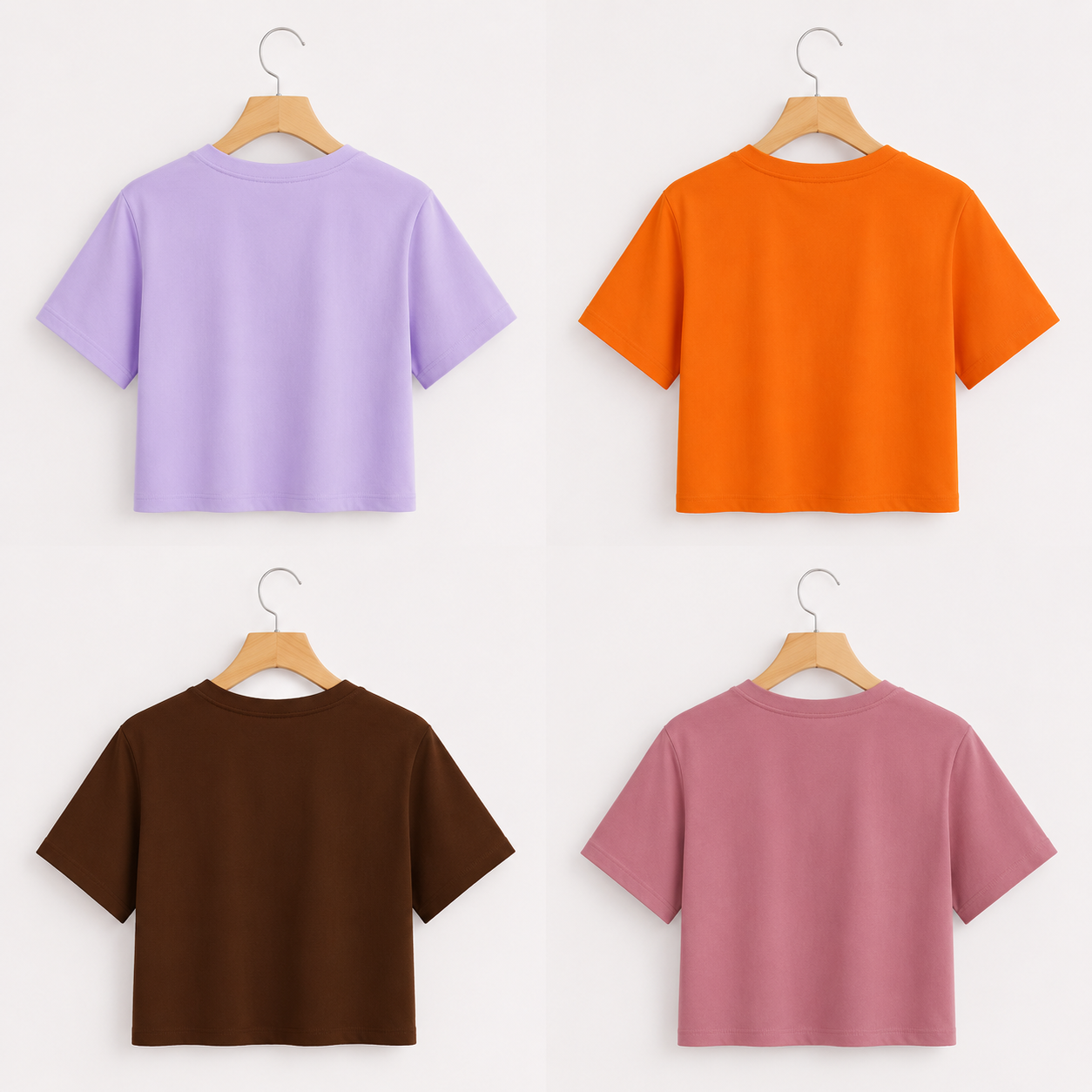Women's Casual Half Sleeve Round Neck Crop T-Shirt Combo Pack of 4 | Trendy Daily Wear for Girls & Women's